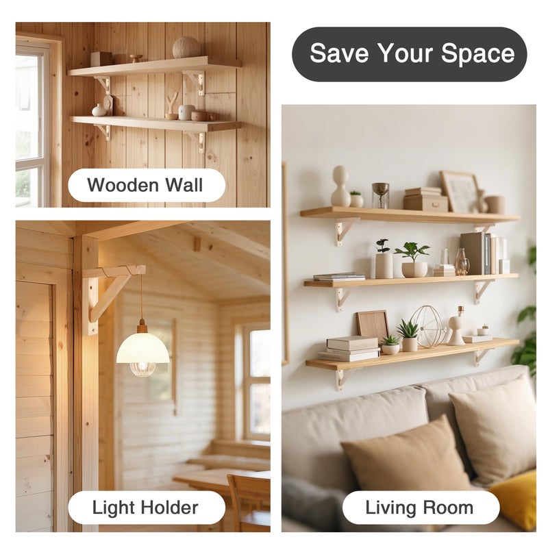 OVOV 2 Pack Wall Mount Wood Shelf Bracket Triangle Wooden Shelf Brackets for Plank Sconce Plug in Pendant Lamp Decorative DIY Wooden Bracket Include Mounting Screws 10 Inch - Image 5